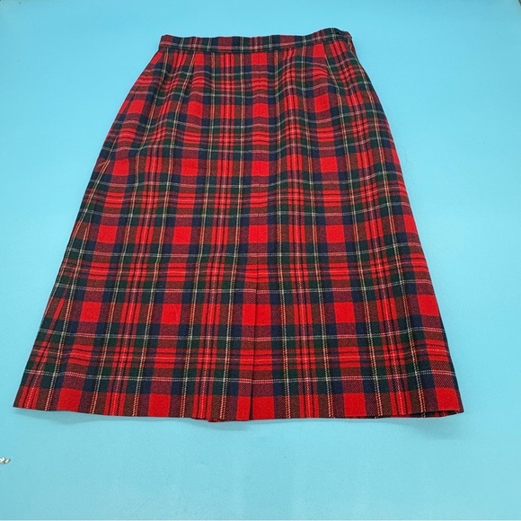 Pendleton Vintage 1970’s Red and Blue Plaid Virgin Wool Skirt Lined Size Small - Picture 3 of 14